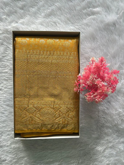 Mustard Yellow with Silver Gold Zari - 1225