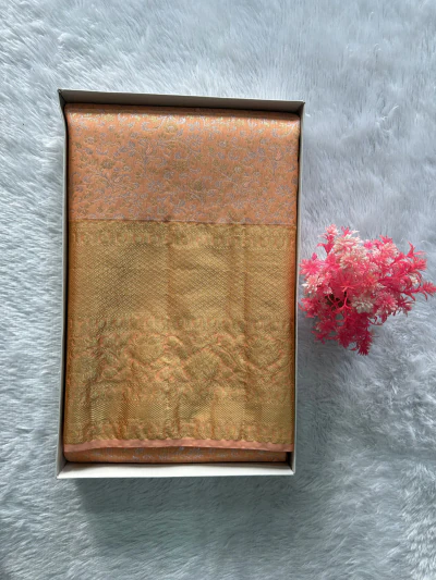 Peach Blush with Siver and Gold Zari - 1212