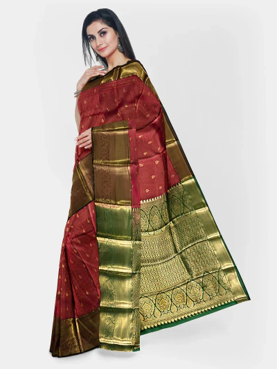 A Rich Rani shade with golden motifs