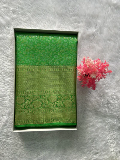 Parrot Green with Siver and Gold Zari - 1213