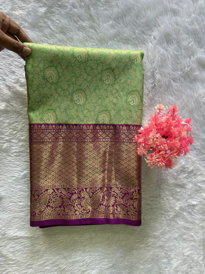 Leaf Green with Gold Zari - 1222