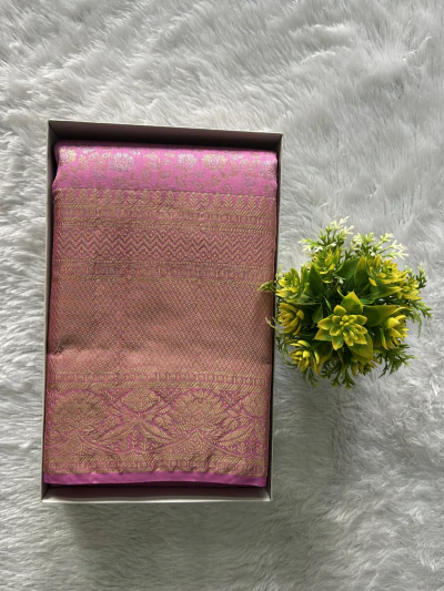 Rose Pink with Silver Gold Zari - 1227