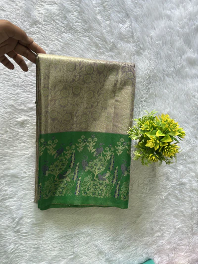 Ash Grey with Peacock Design - 1202