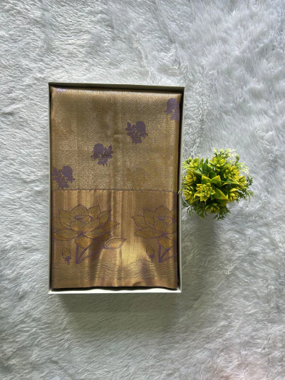 Warm Gold with Copper Zari Border - 1210