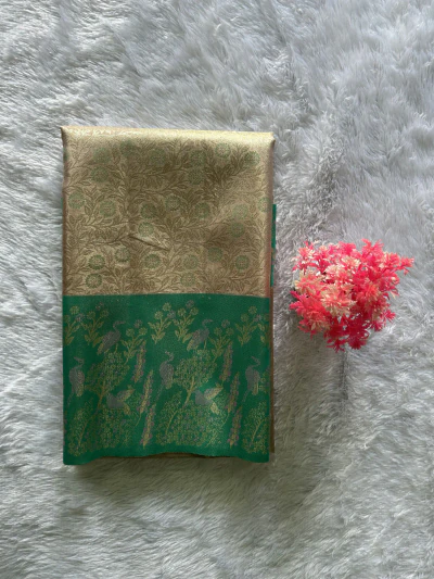 Ivory Beige with Peacock Design - 1204
