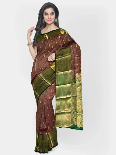 A Rich Maroon shade with golden motifs