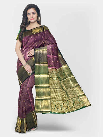 A Rich Majanta shade with golden motifs